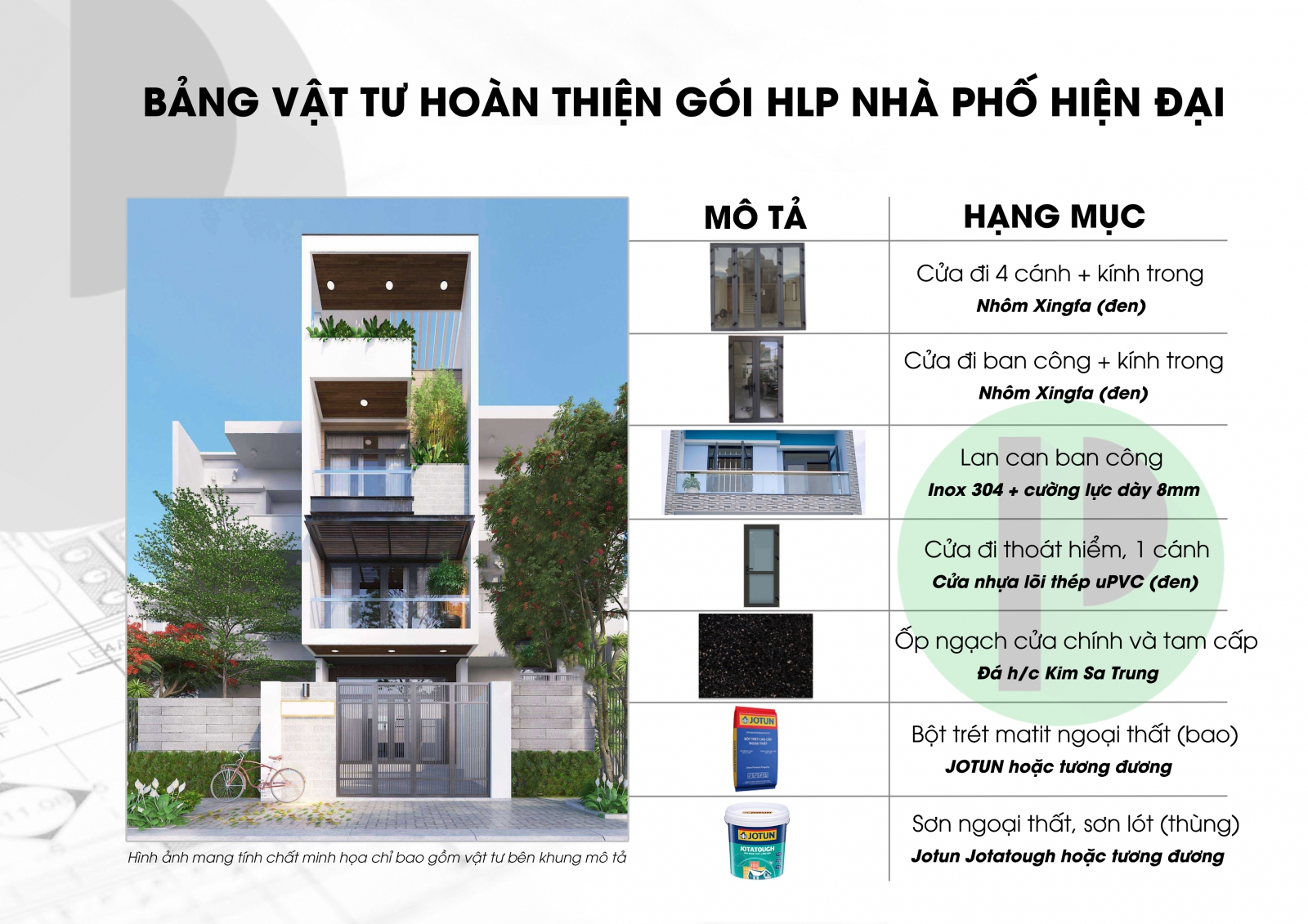 Gói xây nhà phố hiện đại HLP